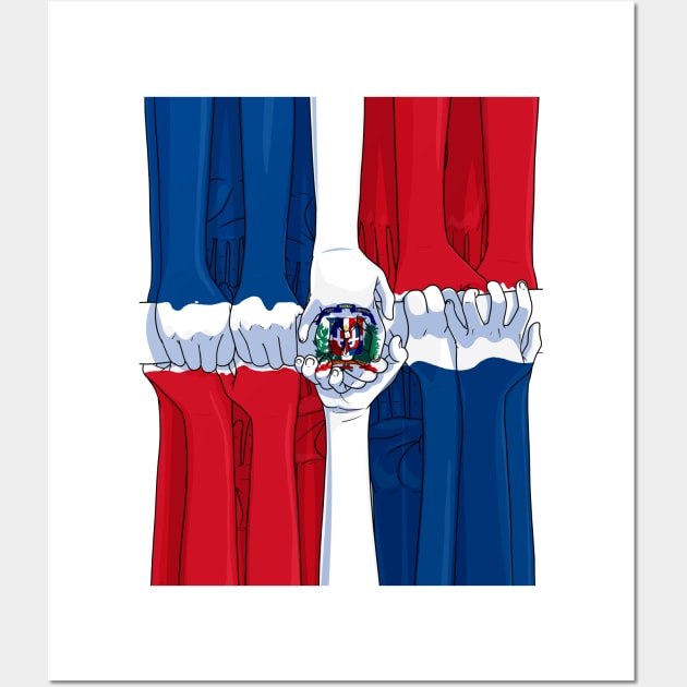 Dominican Republic Hands Dominicano Pride DR Flag Wall Art by Noseking